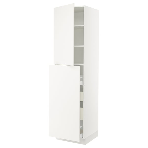 White SEKTION kitchen cabinet with veddinge design, featuring smooth surfaces, adjustable shelves, and reliable hinges.