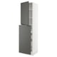 Modern grey and white kitchen cabinet with dark grey doors and integrated handles.
