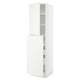 White SEKTION kitchen cabinet, minimalist design, tall & slim with 2 shelves, reversible door, soft-close.