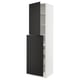 White SEKTION kitchen cabinet with black doors, adjustable shelf, slightly open top door.