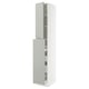 White SEKTION kitchen cabinet with grey doors, adjustable shelves.