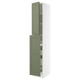 SEKTION kitchen cabinet in green, modern traditional design with smooth, adjustable shelves and a full drawer over two doors.