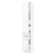 A modern, tall, white ikea SEKTION kitchen cabinet with high-gloss, white ringhult doors, featuring adjustable shelves and a sleek, clean design.