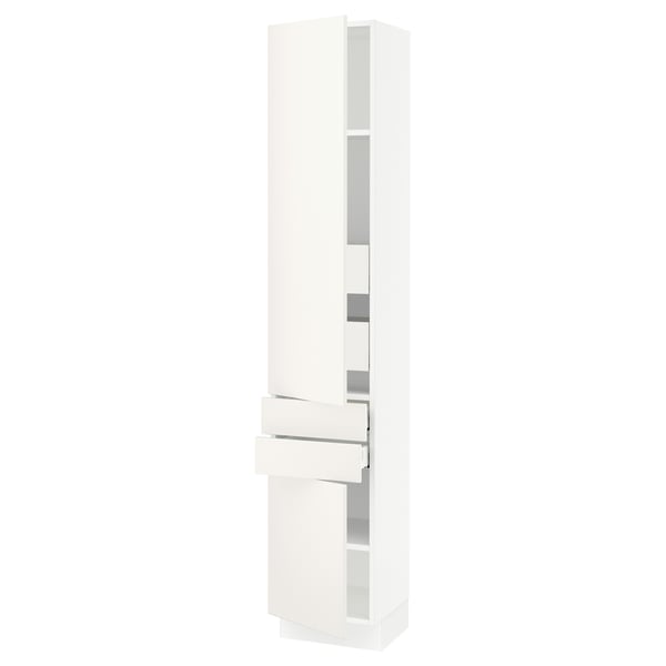 White SEKTION tall kitchen cabinet, modern design.