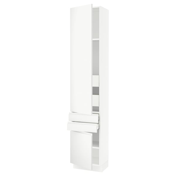 White SEKTION kitchen cabinet, modern minimalist design with matte finish and integrated handles.