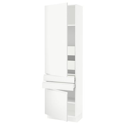 Ikea SEKTION matte white kitchen cabinet, modern minimalist, fully adjustable shelves, soft-close hinges.