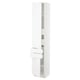 A tall, white SEKTION kitchen cabinet with two doors and two drawers. It has a sleek, modern design with adjustable shelves.