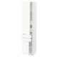 Ikea SEKTION white kitchen cabinet with drawers and shelves.