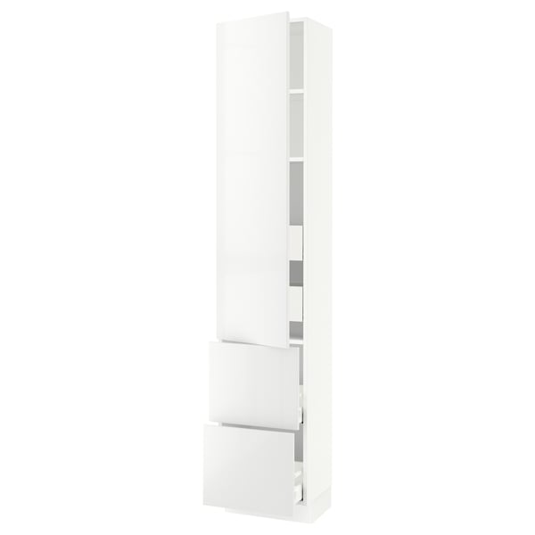 White ikea SEKTION tall kitchen cabinet with modern design.