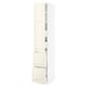 Off-white SEKTION kitchen cabinet with adjustable shelves and bevelled doors, standing tall.