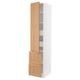 Oak SEKTION kitchen cabinet with white frame and adjustable shelves.