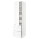 A white SEKTION kitchen cabinet with adjustable shelves and drawers.