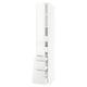 SEKTION: modern white kitchen cabinet with 3 drawers, glossy finish, adjustable shelves, soft-closing hinges.