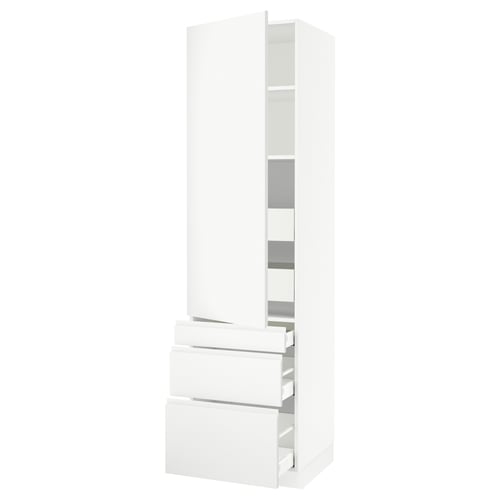 SEKTION white kitchen cabinet with drawers and shelves, modern minimalist design.