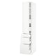 The SEKTION kitchen cabinet in white minimalist design with integrated handles and adjustable shelves.