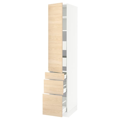 Ikea SEKTION kitchen unit. White & light ash drawers, tall, rectangular, modern design.