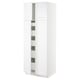 A white SEKTION kitchen cabinet with two doors and several shelves inside. It has a modern design with a sleek finish.