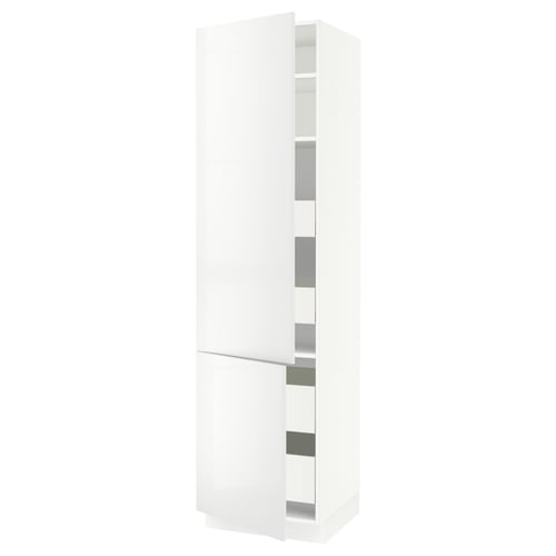 SEKTION kitchen cabinet in white with glossy finish. Tall, rectangular shape with multiple shelves and a single door.