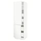 White kitchen cabinet, minimalist design, with integrated handles. Two adjustable shelves and soft-close doors.