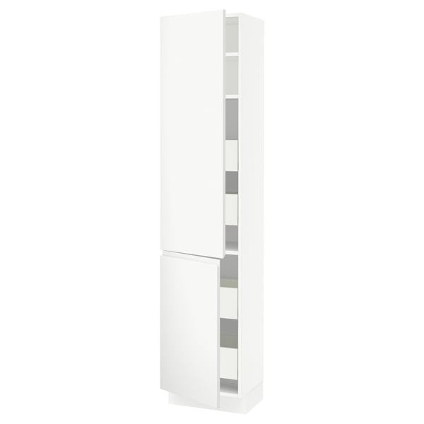 SEKTION white kitchen cabinet, matte finish, adjustable shelves, two doors with soft close hinges.