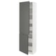 An ikea SEKTION kitchen cabinet in white with dark gray doors, featuring adjustable shelves and a modern design.