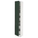 SEKTION green cabinet; tall, white, adjustable shelves, green door.