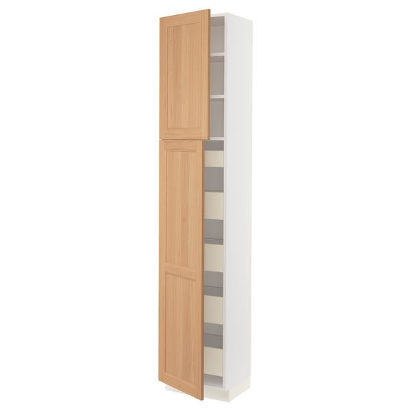 White oak SEKTION cabinet with tall storage.