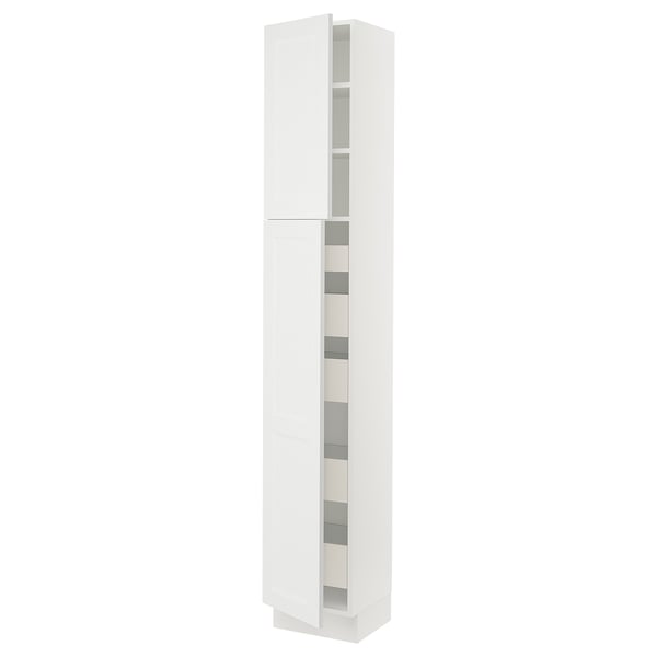 SEKTION white kitchen cabinet with axstad fronts, modern or traditional design, tall and rectangular.