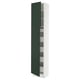 A vertical, white cabinet with green doors, featuring multiple shelves inside. Its part of the SEKTION kitchen system.