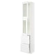 White SEKTION kitchen cabinet with glass doors and drawers.