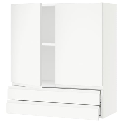 Modern white SEKTION kitchen cabinet with minimalist design and matte finish, featuring sleek handles.