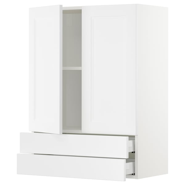 SEKTION white kitchen unit with drawers and adjustable shelves.