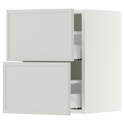 SEKTION / MAXIMERA Wall cabinet with 2 drawers, white/Aspudden light grey, 38x37x51 cm