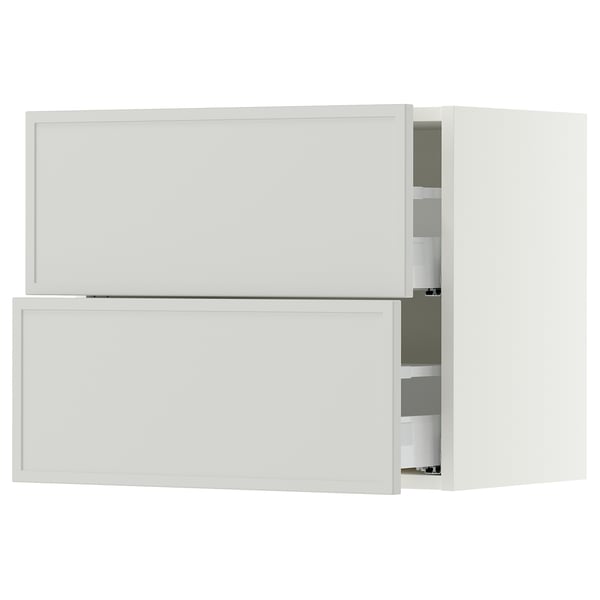 SEKTION / MAXIMERA Wall cabinet with 2 drawers, white/Aspudden light grey, 61x37x51 cm