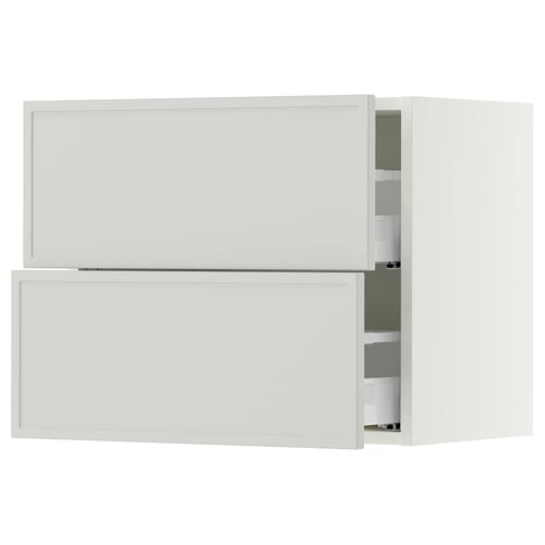 SEKTION / MAXIMERA Wall cabinet with 2 drawers, white/Aspudden light grey, 61x37x51 cm