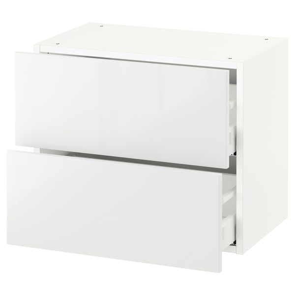 White SEKTION kitchen cabinet with glossy drawers.