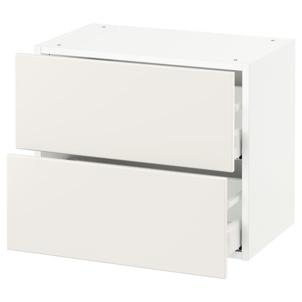 White SEKTION kitchen cabinet from ikea with 2 full-extension drawers, modern minimalist design.