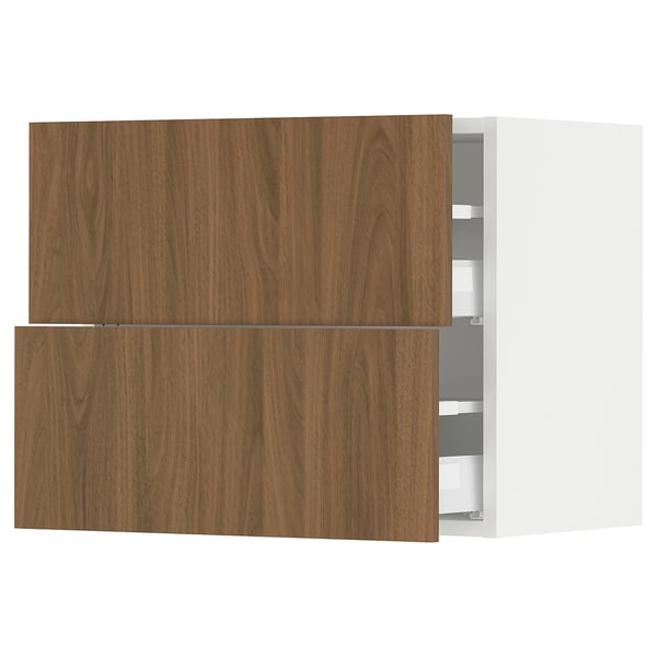 SEKTION kitchen unit. Walnut-brown, white, rectangular, smooth finish, modern design.