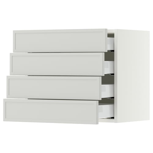 SEKTION / MAXIMERA Wall cabinet with 4 drawers, white/Aspudden light grey, 61x37x51 cm