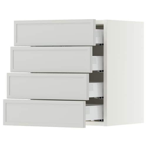 SEKTION / MAXIMERA Wall cabinet with 4 drawers, white/Aspudden light grey, 46x37x51 cm