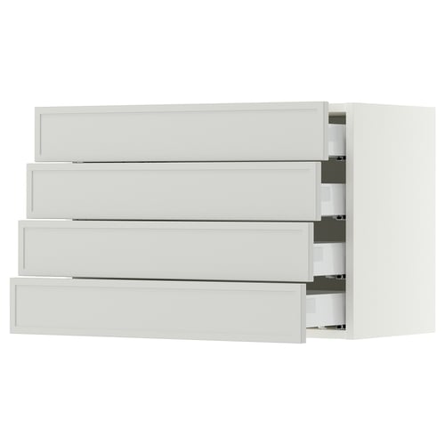 SEKTION / MAXIMERA Wall cabinet with 4 drawers, white/Aspudden light grey, 76x37x51 cm