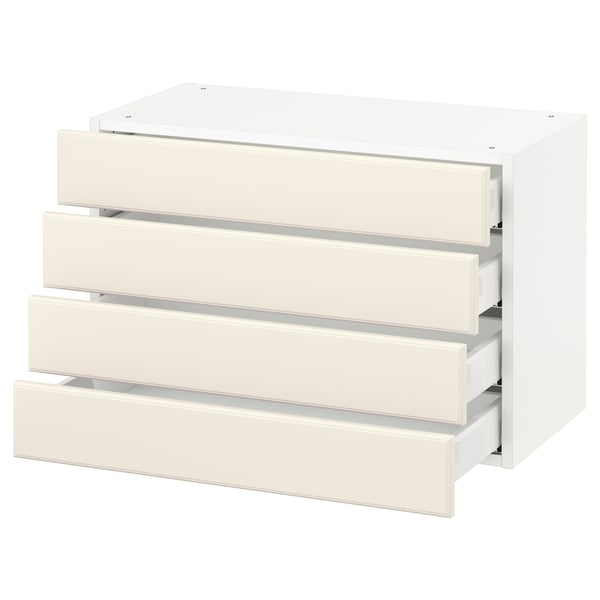SEKTION kitchen drawers, 4 half-open, sleek off-white.