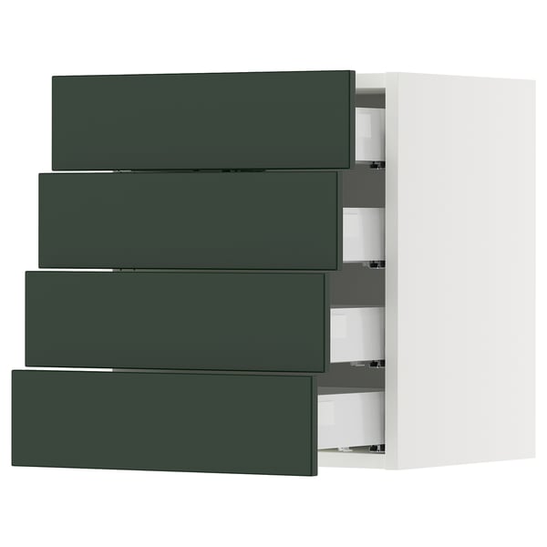 Ikea SEKTION kitchen unit in green with four drawers.