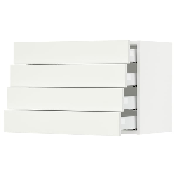 White SEKTION kitchen cabinet with three drawers and sleek design.
