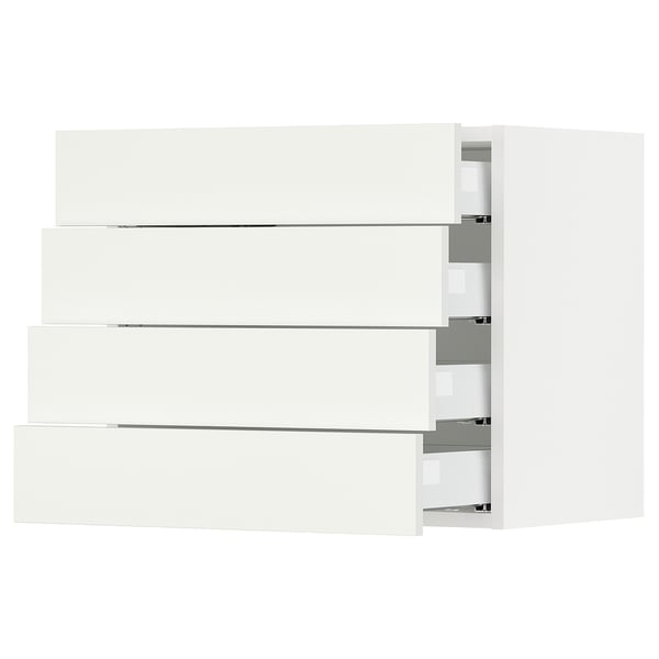 A white SEKTION kitchen cabinet with four drawers. It has clean, modern lines and a minimalist design.