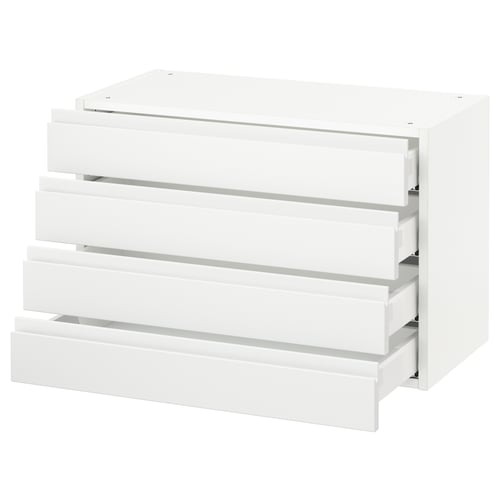 A white SEKTION kitchen cabinet with four full-extension drawers in a modern, minimalist design.