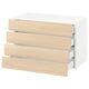 The SEKTION kitchen unit four light ash wooden drawers in a white cabinet. Modern and minimalist design.