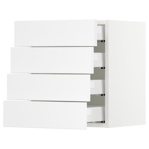 White SEKTION kitchen cabinets; sleek, modern design with multiple drawers.
