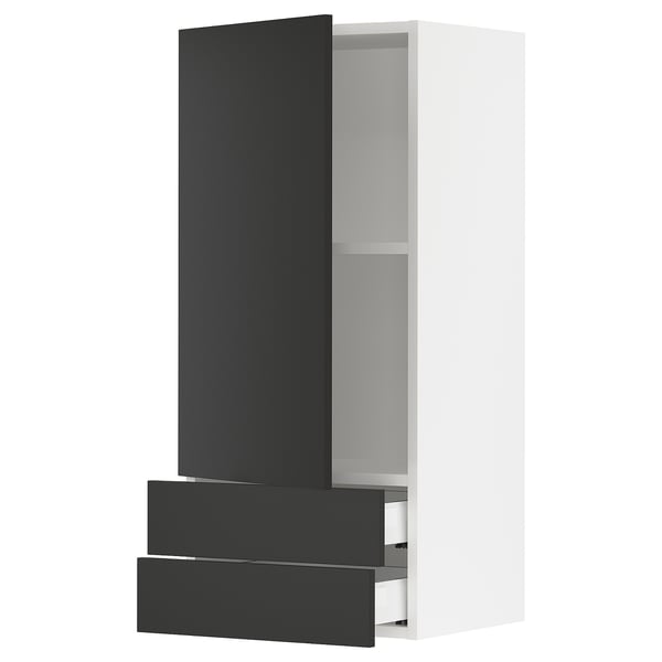 SEKTION kitchen cabinet: white, black drawer, rectangular, minimalist design.