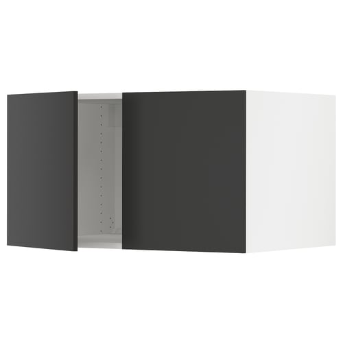 Modern black kitchen cabinet from SEKTION series, featuring adjustable shelves and a sleek, matt black finish.